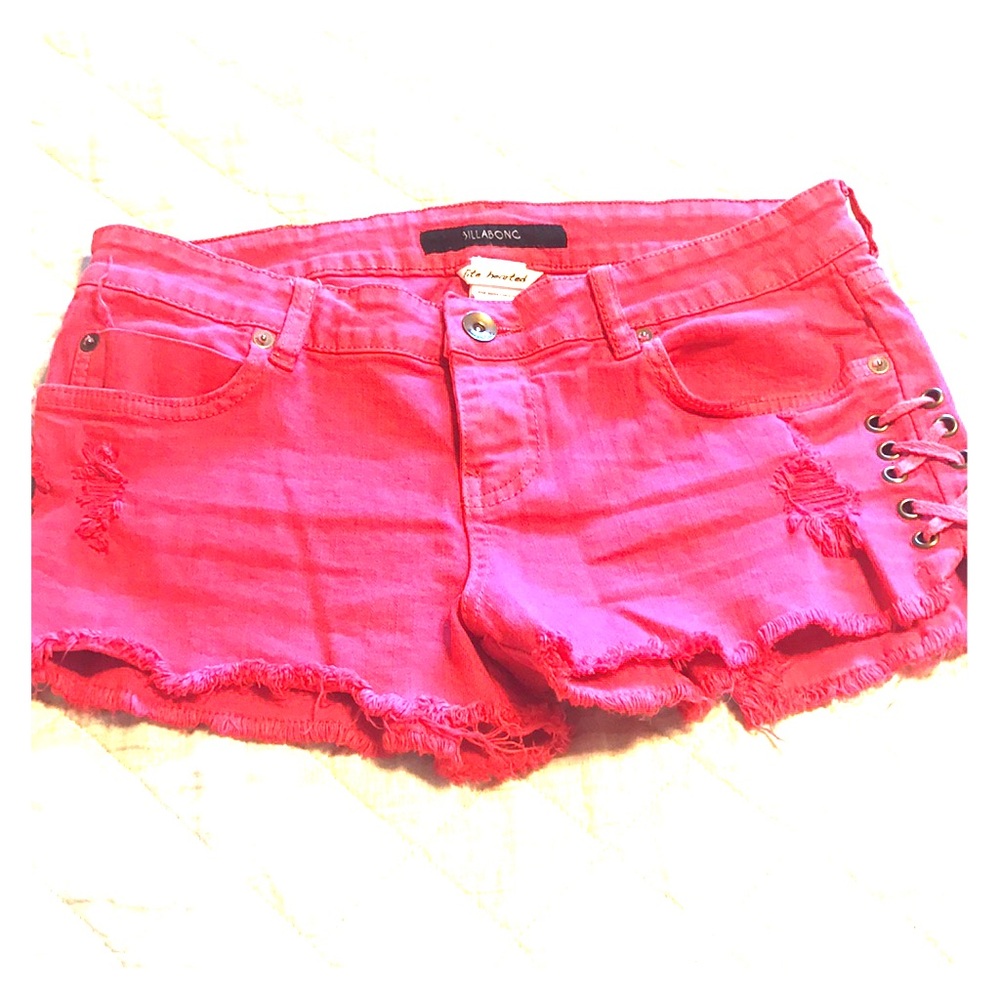 Billabong red cutoff shorts